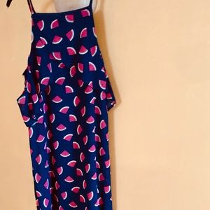 Blue Rain ruffle cold shoulder dress.